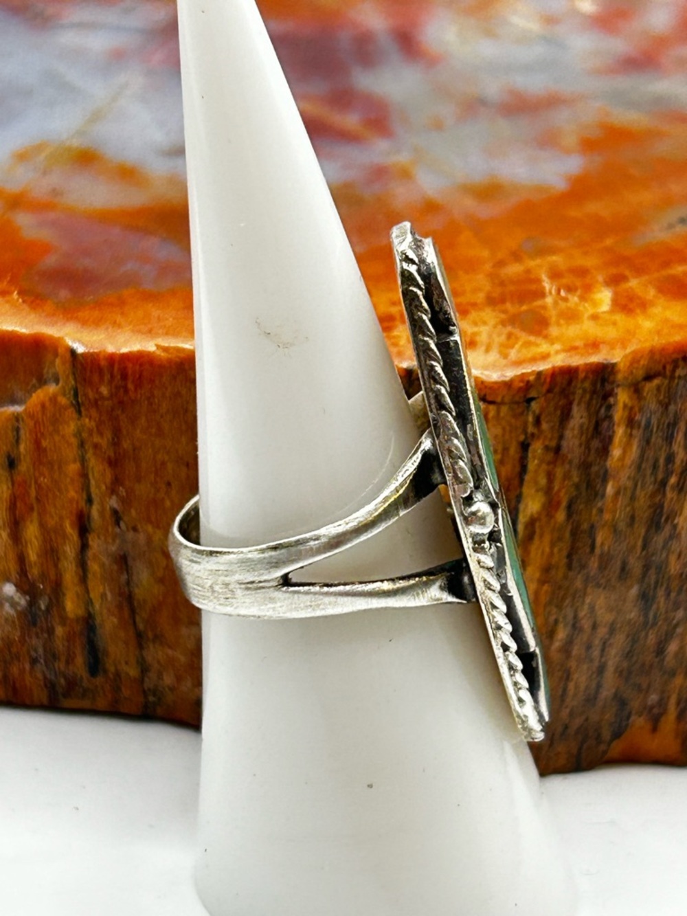 Vintage Sterling Silver Turquoise Inlay Ring - Size 6.5 - Picture 3 of 5